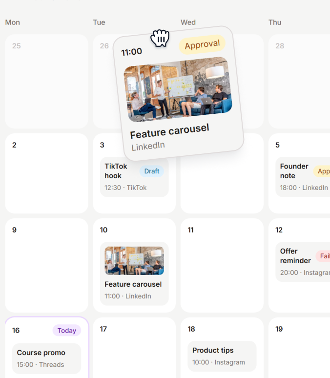 Content calendar