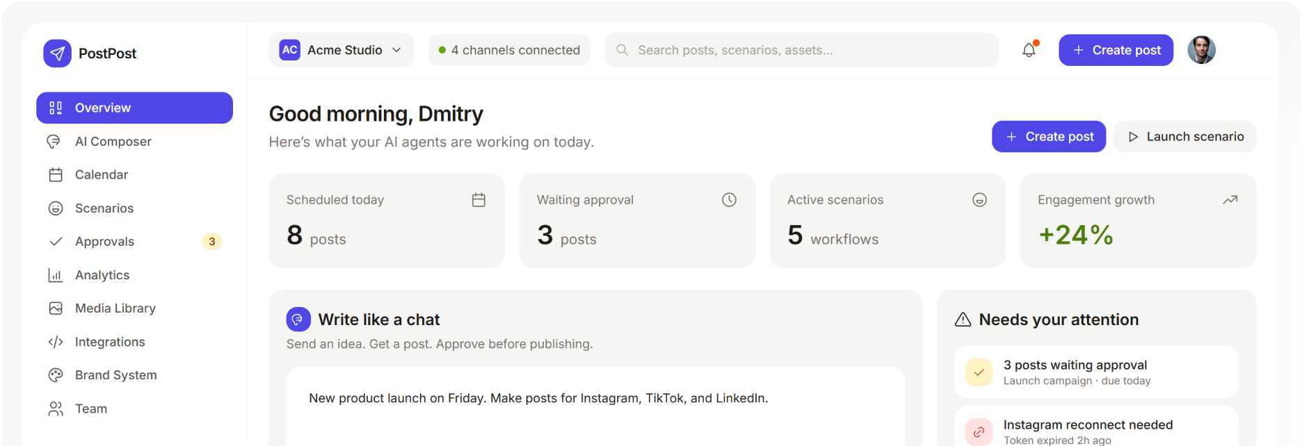 Scheduled-post dashboard